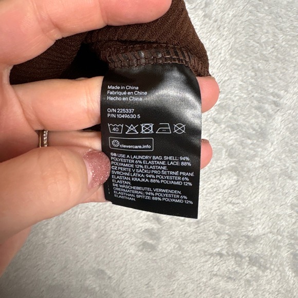 ✨ 2/$35 Divided H&M Ribbed Lace Trim Mini Dress Brown Tank Y2K Babydoll Cami 90s - Picture 7 of 7